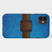 blauw leder ziet er bruin label uit Case-Mate iPhone case (Achterkant (horizontaal))