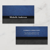 Blauw leder | Zwarte textuur Visitekaartje (Voorkant / Achterkant)