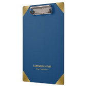 Blauw lederen afbeelding afdrukken met gouden acce klembord (Links)