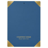 Blauw lederen afbeelding afdrukken met gouden acce klembord (Achterkant)