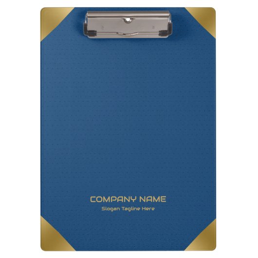 Blauw lederen afbeelding afdrukken met gouden acce klembord (Voorkant)