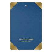 Blauw lederen afbeelding afdrukken met gouden acce mini klembord (Achterkant)