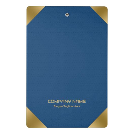 Blauw lederen afbeelding afdrukken met gouden acce mini klembord (Achterkant)