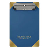 Blauw lederen afbeelding afdrukken met gouden acce mini klembord (Voorkant)