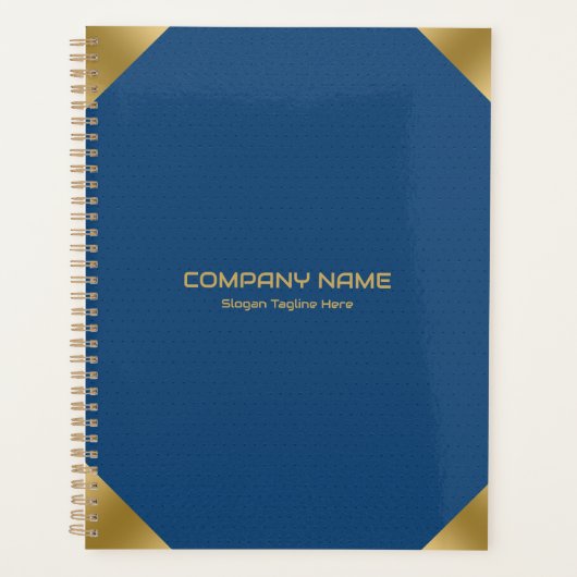 Blauw lederen afbeelding afdrukken met gouden acce planner (Voorkant)
