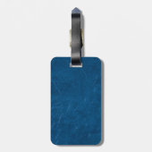Blauw lederen blik bagagelabel (Achterkant verticaal)
