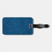 Blauw lederen blik bagagelabel (Achterkant horizontaal)
