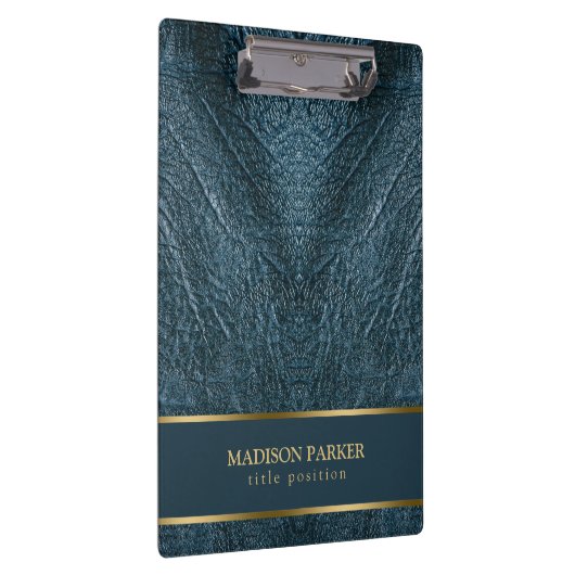 Blauw lederen gouden accenten klembord (Rechts)