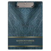 Blauw lederen gouden accenten klembord (Voorkant)