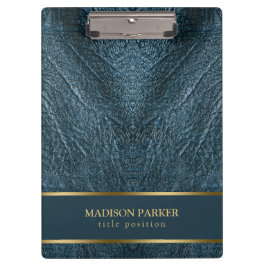 Blauw lederen gouden accenten klembord