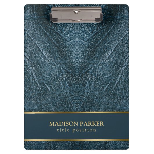Blauw lederen gouden accenten klembord (Voorkant)