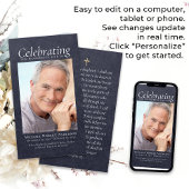 Blauw Lederen Kruis Foto Memorial Gebed Kaart