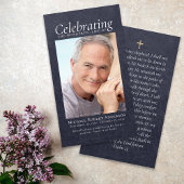 Blauw Lederen Kruis Foto Memorial Gebed Kaart