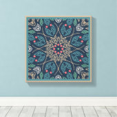 Blauw lederen lijn Kunst Abstract Oorspronkelijk w Canvas Afdruk (Insitu (Houten vloer))