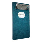 Blauw lederen minikaart mini klembord (Schuin)