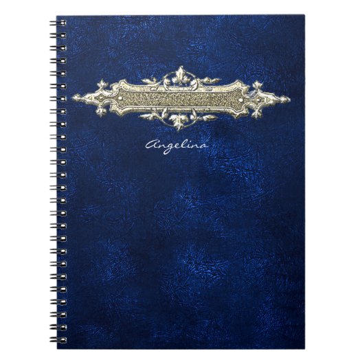 Blauw lederen notebook notitieboek (Voorkant)