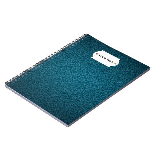 Blauw lederen notitieboek. notitieboek (Linkerzijde)