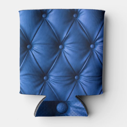 Blauw lederen textuur: luxe achtergrond blikjeskoeler (Voorkant)
