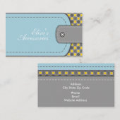 Blauw lederen uiterlijk en patroon geel modern visitekaartje (Voorkant / Achterkant)