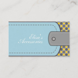 Blauw lederen uiterlijk en patroon geel modern visitekaartje