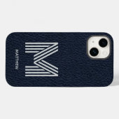 Blauw Lederen Vetgedrukte Monogram Mannelijke I Te Case-Mate iPhone Case (Achterkant (horizontaal))