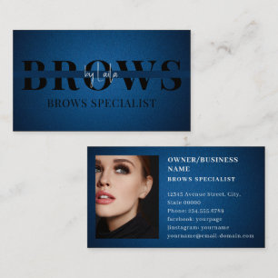 Blauw leer Brows Typografie Wenkbrauw Salon Foto Visitekaartje