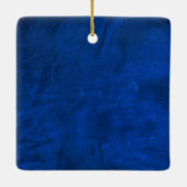 Blauw leer eerste kerst getrouwd keramisch ornament (Achterkant)