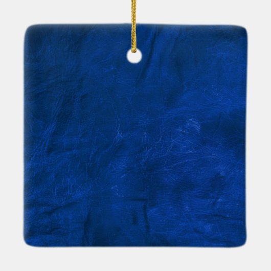 Blauw leer eerste kerst getrouwd keramisch ornament (Achterkant)