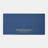 Blauw Leer Mannelijke Gepersonaliseerde Elegante N Bureaumat (Voorkant)