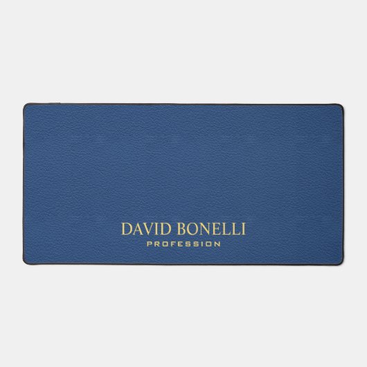 Blauw Leer Mannelijke Gepersonaliseerde Elegante N Bureaumat (Voorkant)
