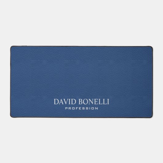 Blauw Leer Mannelijke Gepersonaliseerde Elegante N Bureaumat (Voorkant)