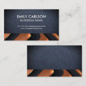 Blauw leer | Metallic abstracte achtergrond Visitekaartje (Voorkant / Achterkant)