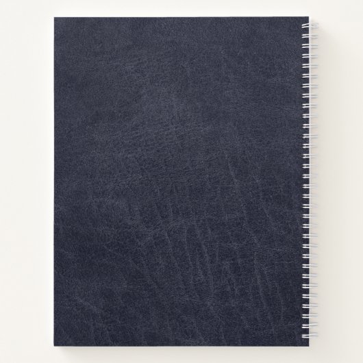 Blauw Leer Professionele Monogram Naam Notitieboek (Achterkant)