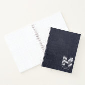 Blauw Leer Professionele Monogram Naam Notitieboek (Binnen)