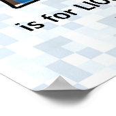 Blauw Leeuwen Monogram Letter L Babykamer Poster (Hoek)