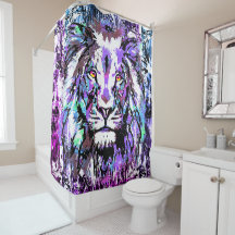 Blauw leeuwenkuithakkergordijn - Lionzijde