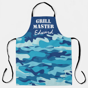 Blauw leger camo camouflage grillmaster mannen schort