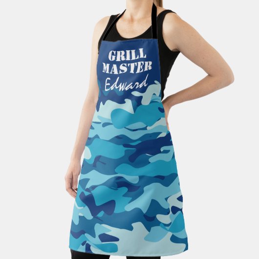 Blauw leger camo camouflage grillmaster mannen schort (Insitu)