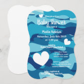 Blauw leger camouflage babyshower uitnodigingen me (Voorkant / Achterkant)