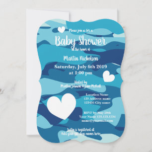Blauw leger camouflage babyshower uitnodigingen me