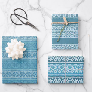 Blauw lelijk kersttrui inpakpapier vel