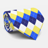 Blauw, Lemon Geel en White Argyle Stropdas (Opgerold)
