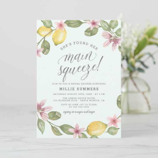 Blauw | Lemon Wreath Main Squeeze Vrijgezellenfees Kaart (Staand voorkant)