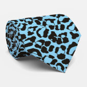 blauw Leopard Animal Print Stropdas (Opgerold)