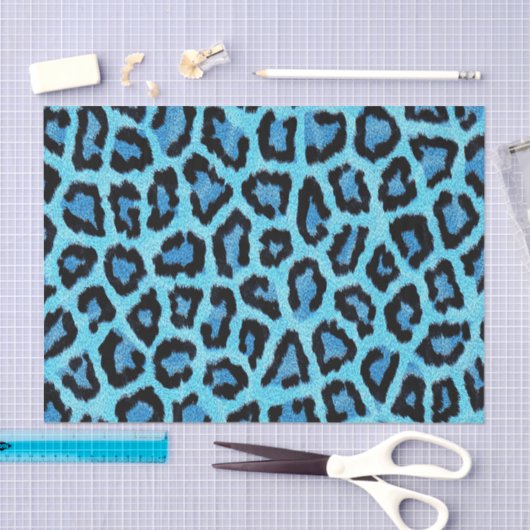 Blauw leopard Cheetah Animal Print Patroon Tissuepapier (Craft)