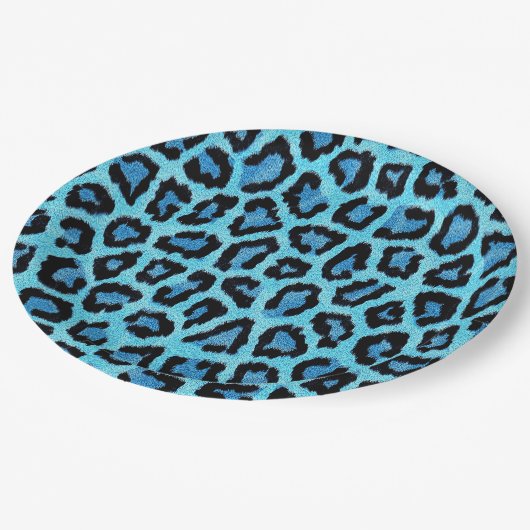 Blauw leopard Fur Spots Pattern Papieren Bordje (Gekanteld)