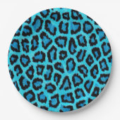 Blauw leopard Fur Spots Pattern Papieren Bordje (Voorkant)