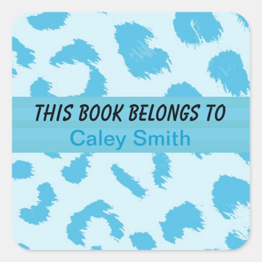 Blauw leopard Patroonetiket Vierkante Sticker (Voorkant)