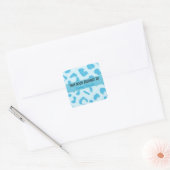 Blauw leopard Patroonetiket Vierkante Sticker (Envelop)