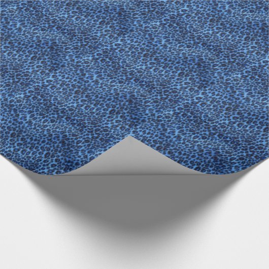 Blauw leopardpatroonpapier cadeaupapier (Hoek)